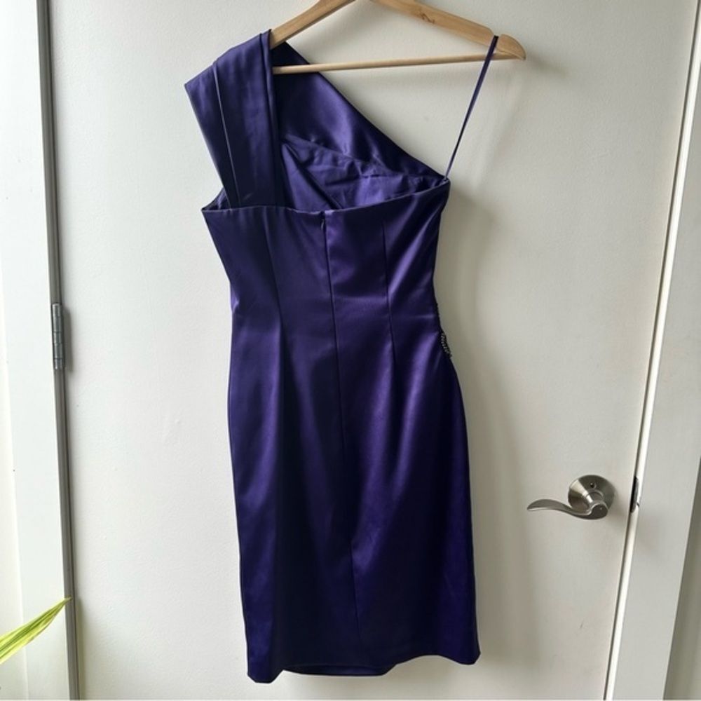 Eliza J Purple One Shoulder Cocktail Dress Size 4 Gala Formal Wedding Guest - Picture 2 of 4
